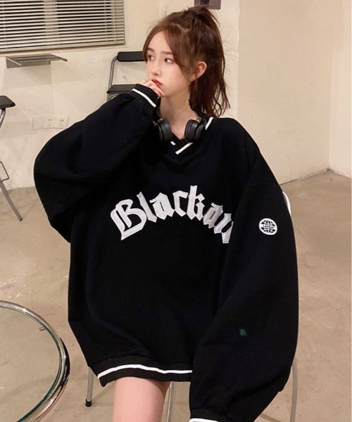 kirakiraShop(キラキラショップ)の「裏起毛 ビッグ シルエット スウェット トップス(スウェット・レディース・ネイビー/ブラック・M/L)」の15枚目の写真