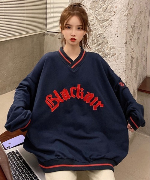 kirakiraShop(キラキラショップ)の「裏起毛 ビッグ シルエット スウェット トップス(スウェット・レディース・ネイビー/ブラック・M/L)」の18枚目の写真