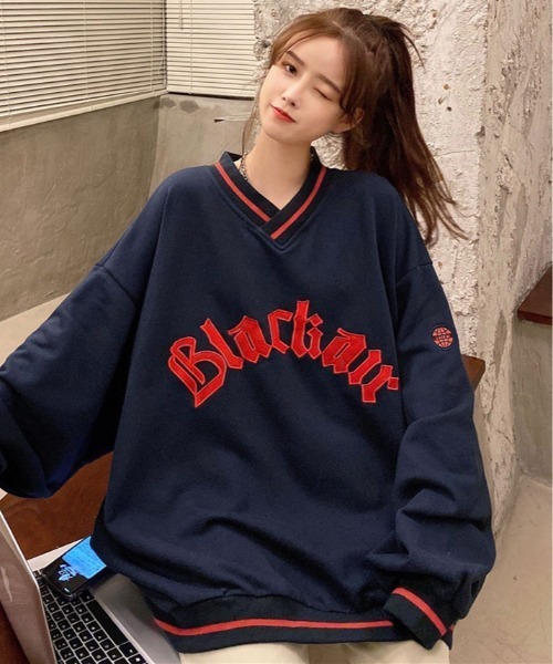 kirakiraShop(キラキラショップ)の「裏起毛 ビッグ シルエット スウェット トップス(スウェット・レディース・ネイビー/ブラック・M/L)」の21枚目の写真