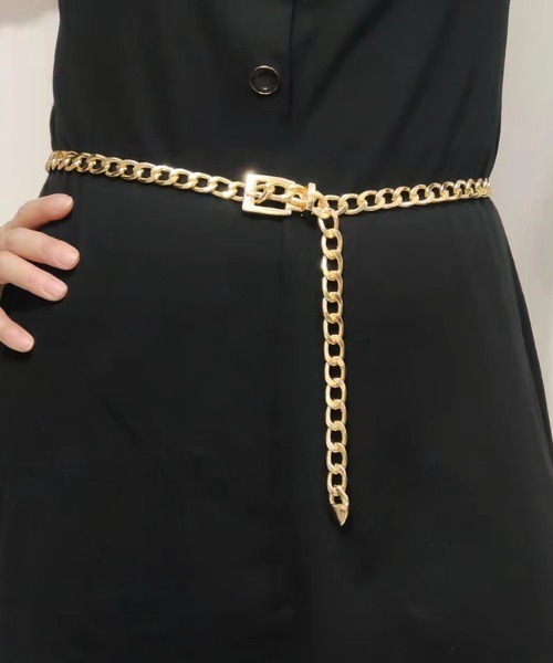 VIBGYOR Women（ヴィブジョー　ウィメン）の「【urge select】チェーンデザイン ナローベルト（ベルト・レディース・ゴールド/シルバー・FREE）」の2枚目の写真