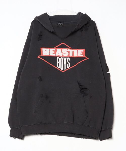 THRIFTY LOOK(スリフティールック)の「THRIFTY LOOK / スリフティールック WORN-OUT"BEASTIE BOYS"HOODIE ビースティーボーイズ ダメージ加工 プルオーバーパーカー(パーカー・メンズ・ヘザーグレー/ブラック・XX-LARGE)」の1枚目の写真