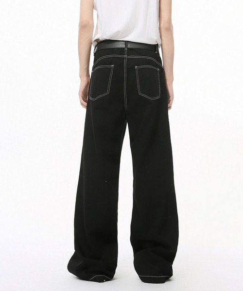 WESTBOY(ウエストボーイ)の「ルーズバギー ステッチ デニムパンツ WO24W3PT02【WB ORIGINALS】(デニムパンツ・メンズ・ブラック・L/M/XL)」の2枚目の写真