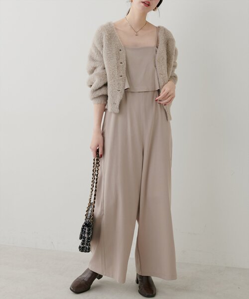 natural couture(ナチュラルクチュール)の「フレアビスチェ風サロペット(その他パンツ・レディース・ベージュ/その他1/その他2/ブラック系その他・FREE)」の1枚目の写真