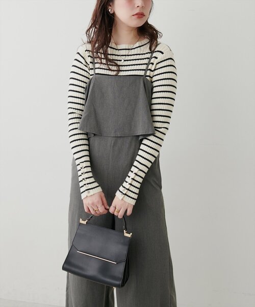 natural couture(ナチュラルクチュール)の「フレアビスチェ風サロペット(その他パンツ・レディース・ベージュ/その他1/その他2/ブラック系その他・FREE)」の2枚目の写真