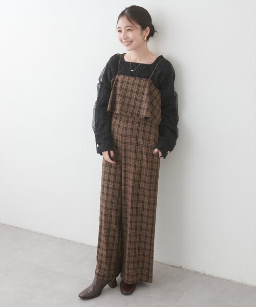 natural couture(ナチュラルクチュール)の「フレアビスチェ風サロペット(その他パンツ・レディース・ベージュ/その他1/その他2/ブラック系その他・FREE)」の14枚目の写真