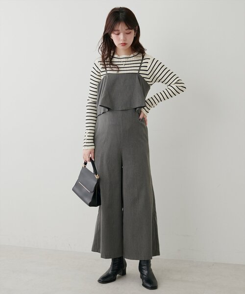 natural couture(ナチュラルクチュール)の「フレアビスチェ風サロペット(その他パンツ・レディース・ベージュ/その他1/その他2/ブラック系その他・FREE)」の6枚目の写真