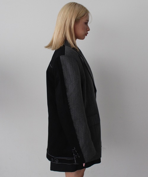 SANSeLF（サンセルフ）の「2トーンステッチオーバーサイズジャケット【SANSeLF】sew24a012（その他アウター・レディース・グレー・FREE）」の3枚目の写真