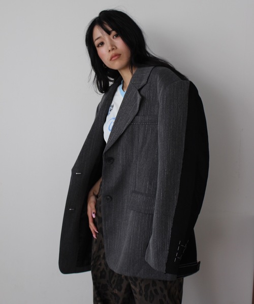 SANSeLF（サンセルフ）の「2トーンステッチオーバーサイズジャケット【SANSeLF】sew24a012（その他アウター・レディース・グレー・FREE）」の16枚目の写真