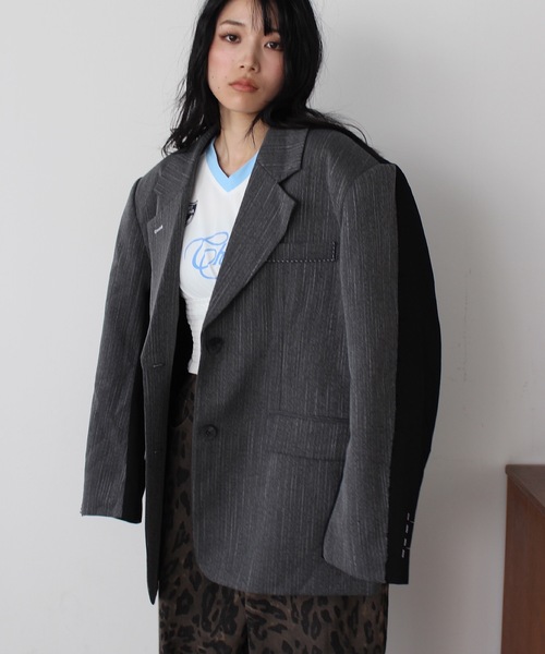 SANSeLF（サンセルフ）の「2トーンステッチオーバーサイズジャケット【SANSeLF】sew24a012（その他アウター・レディース・グレー・FREE）」の18枚目の写真