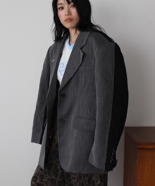 SANSeLF（サンセルフ）の「2トーンステッチオーバーサイズジャケット【SANSeLF】sew24a012（その他アウター・レディース・グレー・FREE）」の19枚目の写真