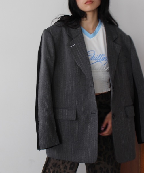 SANSeLF（サンセルフ）の「2トーンステッチオーバーサイズジャケット【SANSeLF】sew24a012（その他アウター・レディース・グレー・FREE）」の20枚目の写真