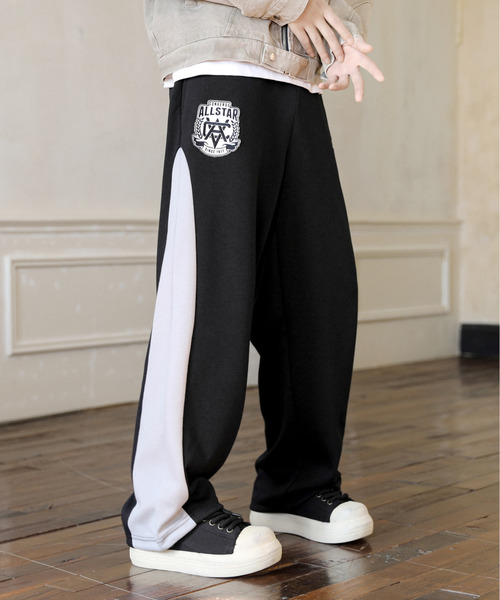 CONVERSE（コンバース）の「【neos】CONVERSE コンバース ルーズシルエット サイド 切替 ロゴ刺繍 ライン スウェット パンツ（スウェットパンツ・メンズ・グレー/ブラック・MEDIUM/LARGE/X-LARGE）」の3枚目の写真