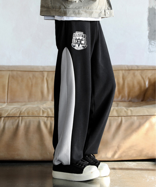 CONVERSE（コンバース）の「【neos】CONVERSE コンバース ルーズシルエット サイド 切替 ロゴ刺繍 ライン スウェット パンツ（スウェットパンツ・メンズ・グレー/ブラック・MEDIUM/LARGE/X-LARGE）」の6枚目の写真