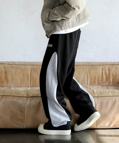 CONVERSE（コンバース）の「【neos】CONVERSE コンバース ルーズシルエット サイド 切替 ロゴ刺繍 ライン スウェット パンツ（スウェットパンツ・メンズ・グレー/ブラック・MEDIUM/LARGE/X-LARGE）」の5枚目の写真