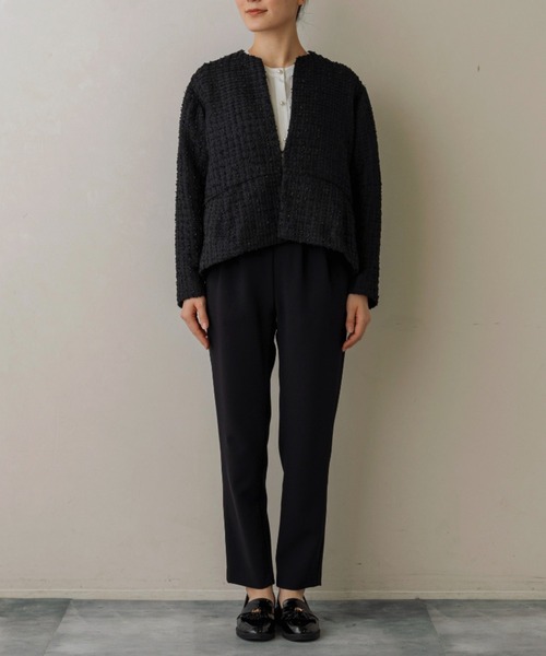 【最終値下げ！】新宿伊勢丹購入【SONO】ソーノ ノーカラージャケット　ブラック SONO/ソーノ】【SONO NAVY/ソーノネイビー】エアリーツイード