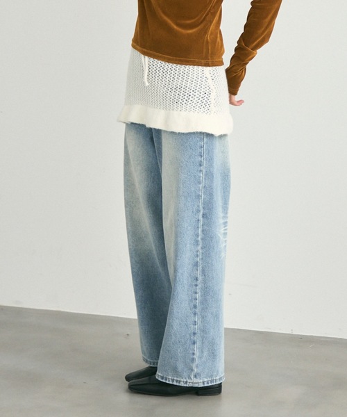 Lutim by u(ルチバイユー)の「Airly mohair knit mini skirt / 甘編みモヘアニットミニスカート(スカート・レディース・アイボリー/グレー・FREE)」の2枚目の写真