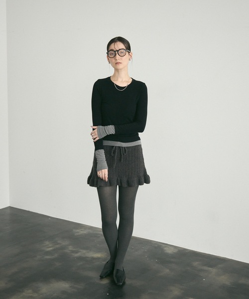 Lutim by u(ルチバイユー)の「Airly mohair knit mini skirt / 甘編みモヘアニットミニスカート(スカート・レディース・アイボリー/グレー・FREE)」の17枚目の写真