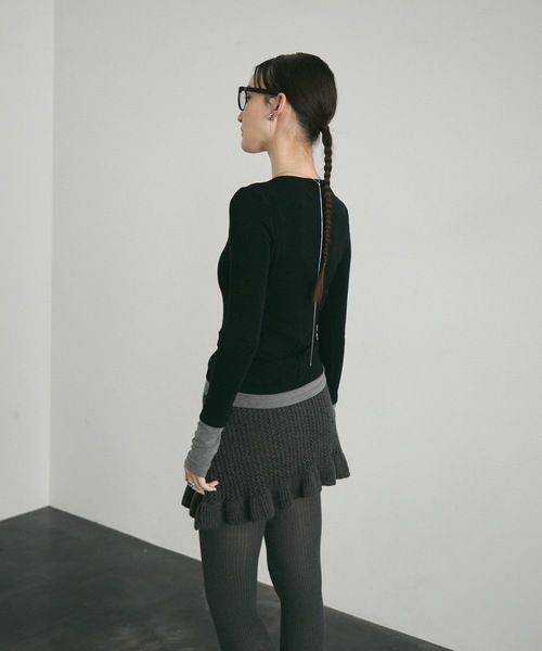 Lutim by u(ルチバイユー)の「Airly mohair knit mini skirt / 甘編みモヘアニットミニスカート(スカート・レディース・アイボリー/グレー・FREE)」の18枚目の写真