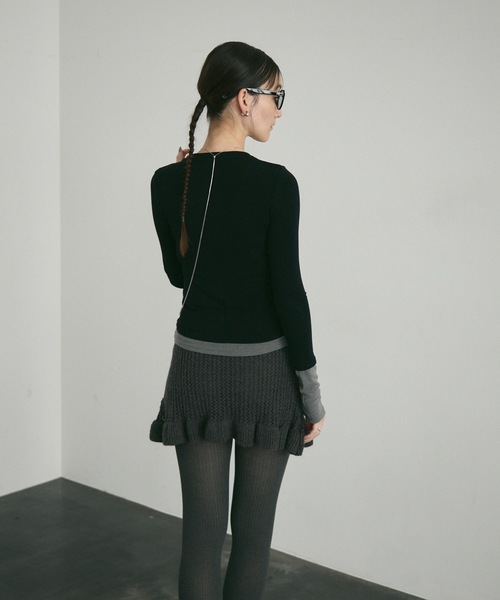 Lutim by u(ルチバイユー)の「Airly mohair knit mini skirt / 甘編みモヘアニットミニスカート(スカート・レディース・アイボリー/グレー・FREE)」の19枚目の写真