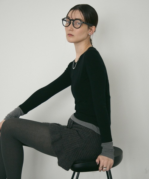 Lutim by u(ルチバイユー)の「Airly mohair knit mini skirt / 甘編みモヘアニットミニスカート(スカート・レディース・アイボリー/グレー・FREE)」の22枚目の写真