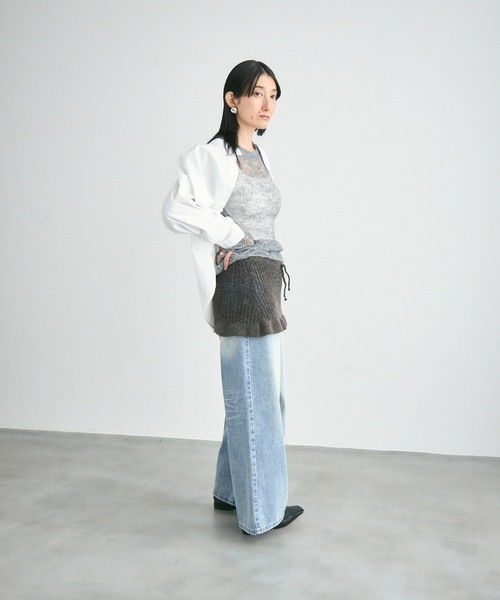 Lutim by u(ルチバイユー)の「Airly mohair knit mini skirt / 甘編みモヘアニットミニスカート(スカート・レディース・アイボリー/グレー・FREE)」の13枚目の写真