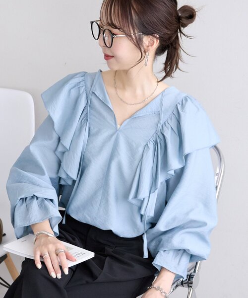 フリルブラウス スタンドネックフリルブラウス | NATURAL BEAUTY BASIC（ナチュラル