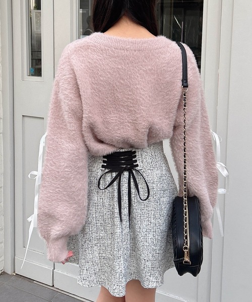 INGNI(イング)の「サテンリボンフェザーニット(ニット/セーター・レディース・ホワイト×ブラック/グレー系その他3/ピンク系2・M)」の19枚目の写真
