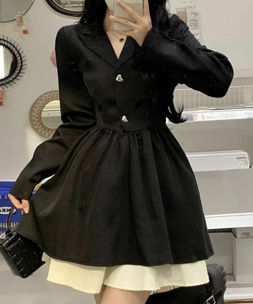 SHEPP(シープ)の「レイヤードフリルワンピース(ワンピース・レディース・ブラック・M/S/L)」の1枚目の写真