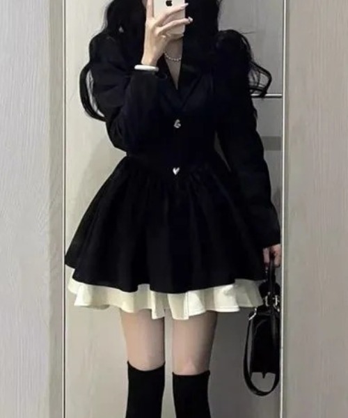 SHEPP(シープ)の「レイヤードフリルワンピース(ワンピース・レディース・ブラック・M/S/L)」の10枚目の写真