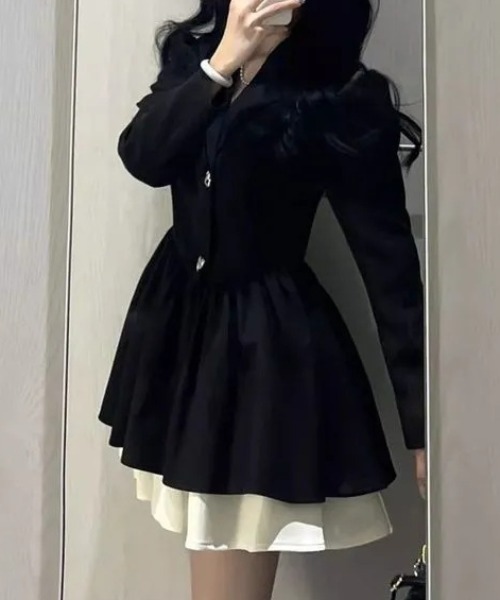 SHEPP(シープ)の「レイヤードフリルワンピース(ワンピース・レディース・ブラック・M/S/L)」の8枚目の写真