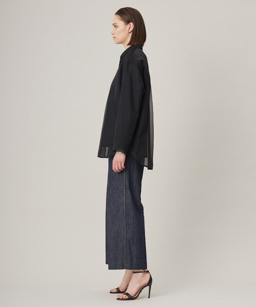 ICB(アイシービー)の「【洗える】オーガンコンビシャーティング シャツ(シャツ/ブラウス・レディース・オールドローズ系/ブラック系・42/44/46)」の5枚目の写真