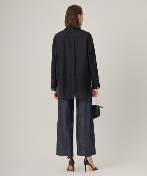 ICB(アイシービー)の「【洗える】オーガンコンビシャーティング シャツ(シャツ/ブラウス・レディース・オールドローズ系/ブラック系・42/44/46)」の6枚目の写真