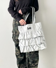 Lee/リー フリル BIGトートバッグ/ロゴ刺繍 ギャザー バレエコア ティアード/デニム キャンバス シルバー