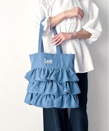 Lee/リー フリル BIGトートバッグ/ロゴ刺繍 ギャザー バレエコア ティアード/デニム キャンバス シルバー