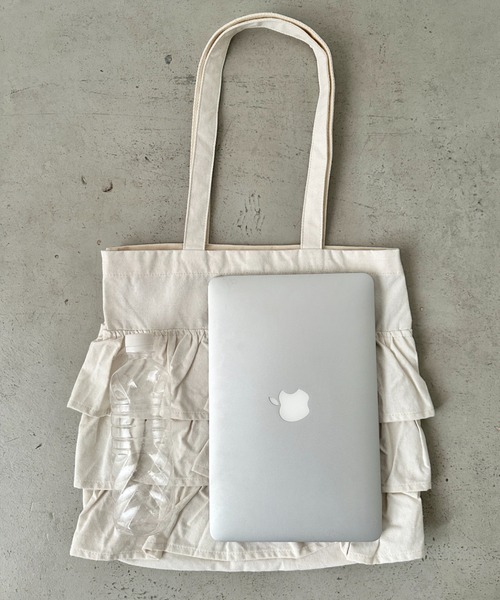 Lee（リー）の「Lee/リー フリル BIGトートバッグ/ロゴ刺繍 ギャザー バレエコア ティアード/デニム キャンバス シルバー（トートバッグ・レディース・シルバー/ブラック/ホワイト/ブルー・FREE）」の18枚目の写真