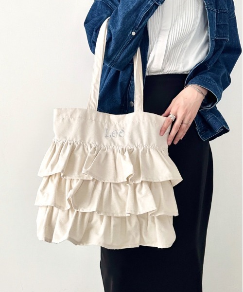 Lee（リー）の「Lee/リー フリル BIGトートバッグ/ロゴ刺繍 ギャザー