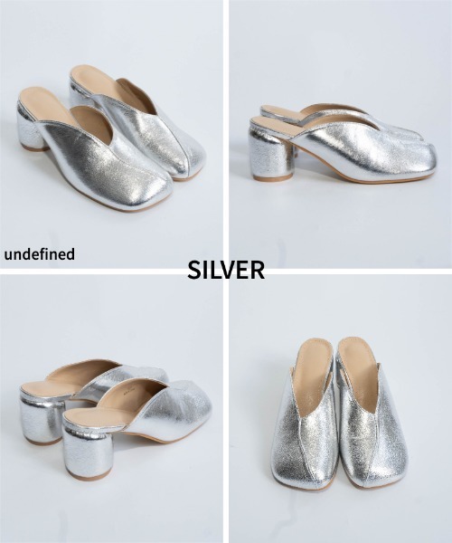 Fabby fabby(ファビィーファビィー)の「ラウンドスクエアサボミュール(サンダル・レディース・シルバー/ブラック・LARGE/MEDIUM)」の7枚目の写真