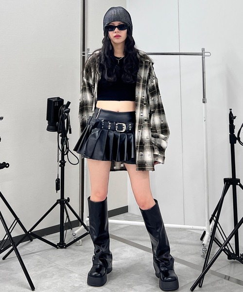 Figments（フィグメンツ）の「ダメージフードチェックシャツ（シャツ/ブラウス・レディース・ブラック/ブラウン・FREE）」の22枚目の写真