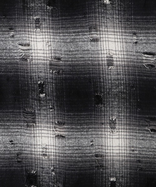 Figments（フィグメンツ）の「ダメージフードチェックシャツ（シャツ/ブラウス・レディース・ブラック/ブラウン・FREE）」の13枚目の写真