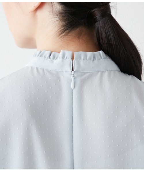 ミニドットデシン フリルスタンドギャザーブラウス（シャツ/ブラウス