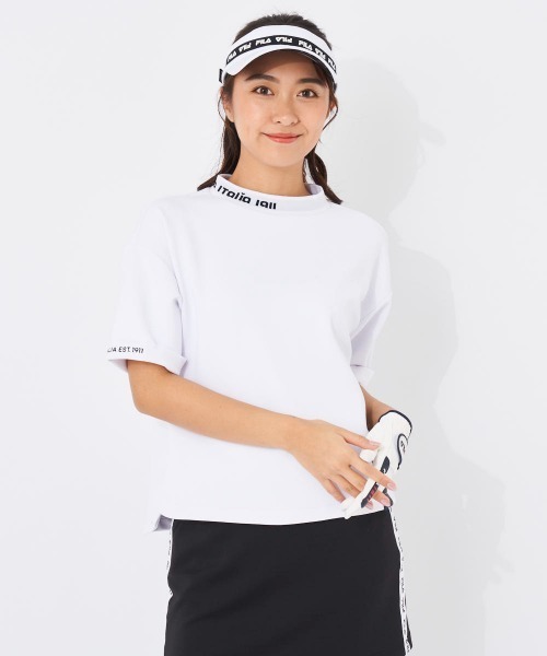 FILA GOLF(フィラゴルフ )の「半袖モックネックシャツ(オーバーサイズシルエット)(シャツ/ブラウス・レディース・ブラック/ホワイト・MEDIUM/LARGE/X-LARGE)」の3枚目の写真