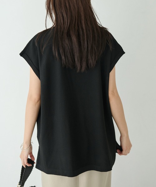 LAVEANGE（ラビアンジェ）の「【洗える】スキッパーポンチョプルオーバー（ニット/セーター・レディース・ブラウン/オフホワイト/ブラック・M/3L/4L）」の7枚目の写真