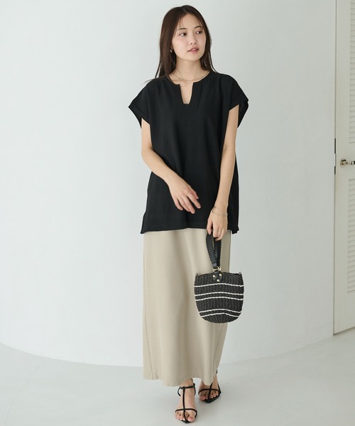 LAVEANGE（ラビアンジェ）の「【洗える】スキッパーポンチョプルオーバー（ニット/セーター・レディース・ブラウン/オフホワイト/ブラック・M/3L/4L）」の9枚目の写真