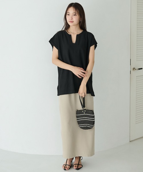 LAVEANGE（ラビアンジェ）の「【洗える】スキッパーポンチョプルオーバー（ニット/セーター・レディース・ブラウン/オフホワイト/ブラック・M/3L/4L）」の10枚目の写真