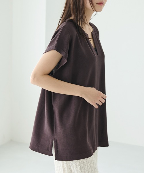 LAVEANGE（ラビアンジェ）の「【洗える】スキッパーポンチョプルオーバー（ニット/セーター・レディース・ブラウン/オフホワイト/ブラック・M/3L/4L）」の15枚目の写真