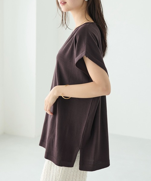 LAVEANGE（ラビアンジェ）の「【洗える】スキッパーポンチョプルオーバー（ニット/セーター・レディース・ブラウン/オフホワイト/ブラック・M/3L/4L）」の16枚目の写真