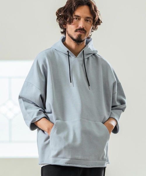 Magine(マージン)の「mpa3716- Aging Fabric 3-4 Sleeve Pullover パーカー(パーカー・メンズ・ネイビー/グリーン/カーキ/ブラック/サックスブルー・44/46/48)」の5枚目の写真