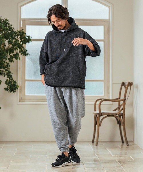 Magine(マージン)の「mpa3716- Aging Fabric 3-4 Sleeve Pullover パーカー(パーカー・メンズ・ネイビー/グリーン/カーキ/ブラック/サックスブルー・44/46/48)」の10枚目の写真