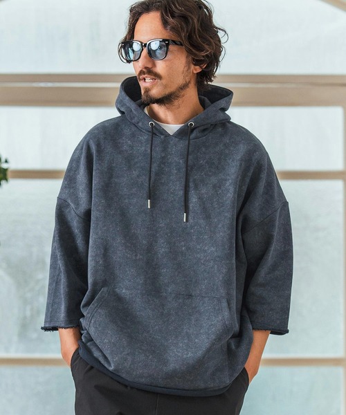 Magine(マージン)の「mpa3716- Aging Fabric 3-4 Sleeve Pullover パーカー(パーカー・メンズ・ネイビー/グリーン/カーキ/ブラック/サックスブルー・44/46/48)」の12枚目の写真