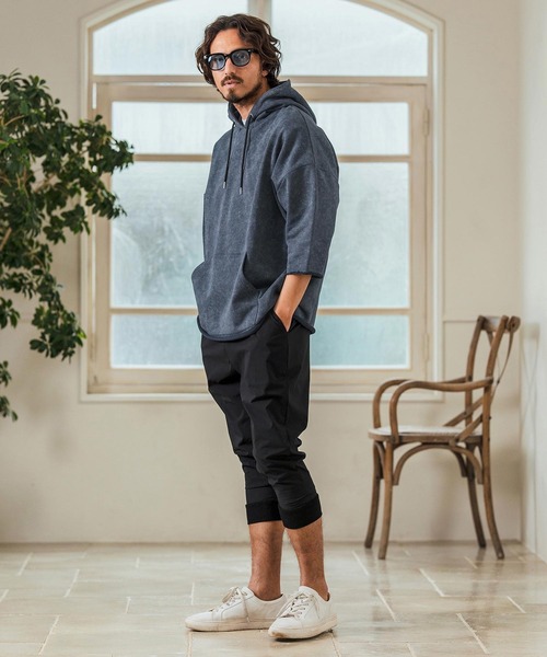 Magine(マージン)の「mpa3716- Aging Fabric 3-4 Sleeve Pullover パーカー(パーカー・メンズ・ネイビー/グリーン/カーキ/ブラック/サックスブルー・44/46/48)」の14枚目の写真